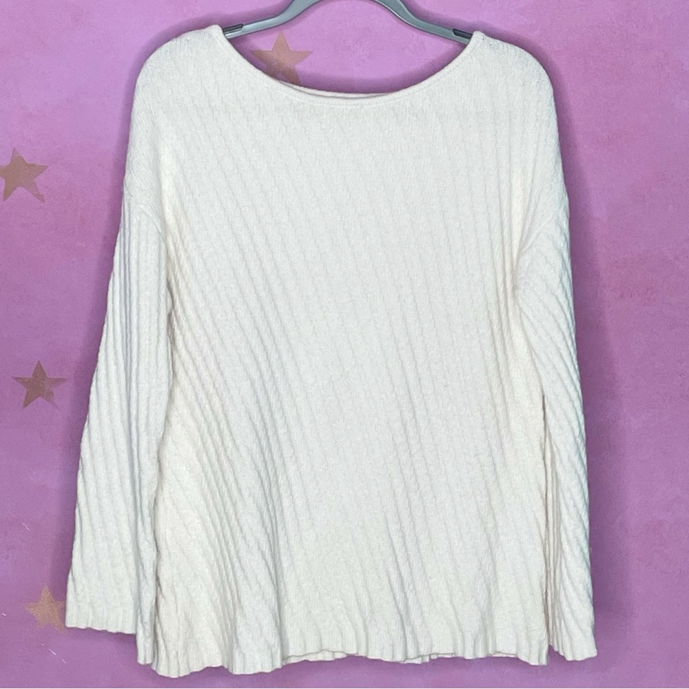 Ann Taylor Wool Blend Bell Sleeve Boho Casual Romantic Ivory Women’s Sweater